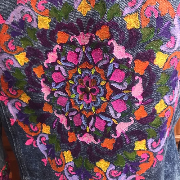 Mandala Stud Embellished Jean Jacket - Picture 4 of 9